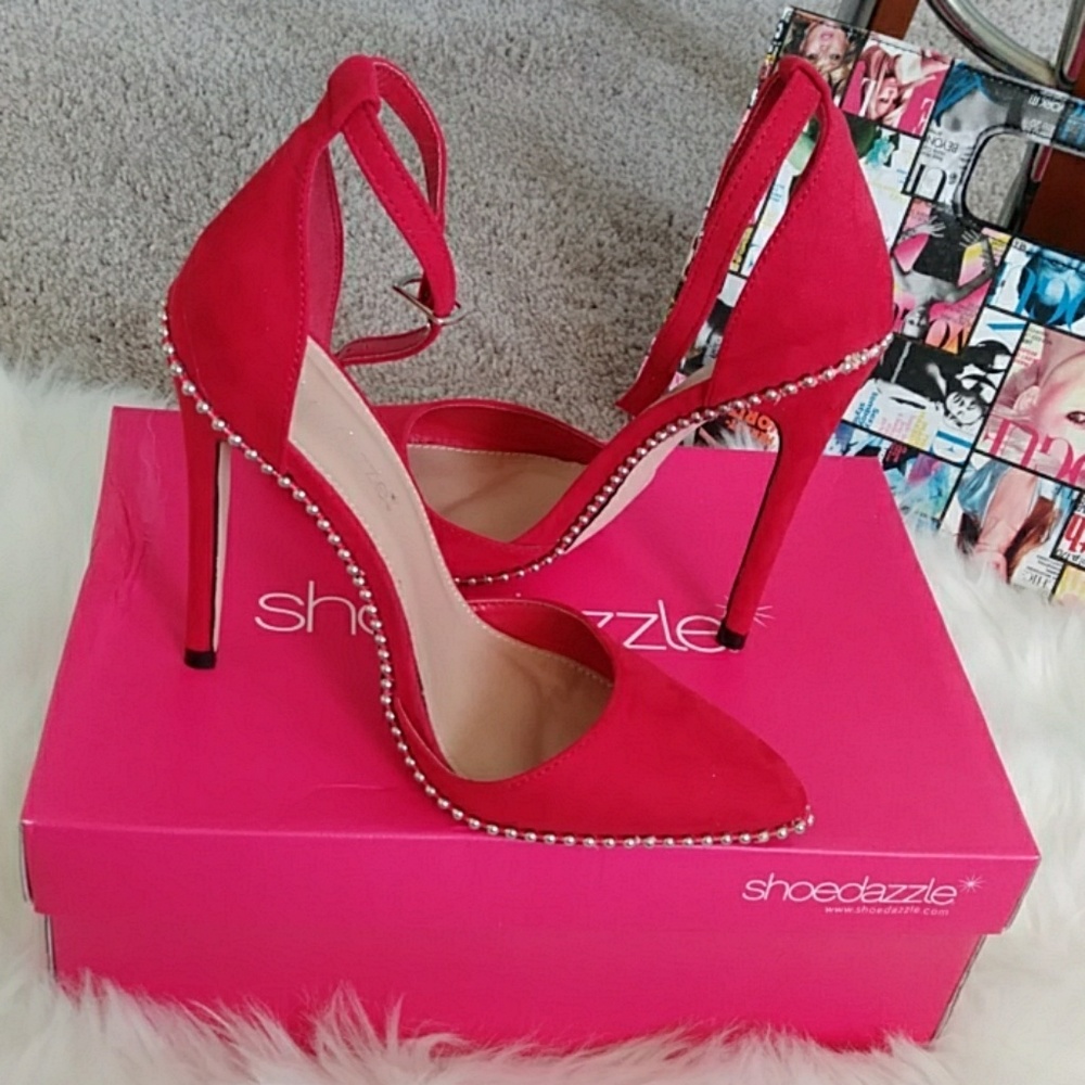 Brand New never worn red suede pump with studs